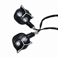 Owl-shaped LED motorcycle turn signal indicators – set of 2, matte black