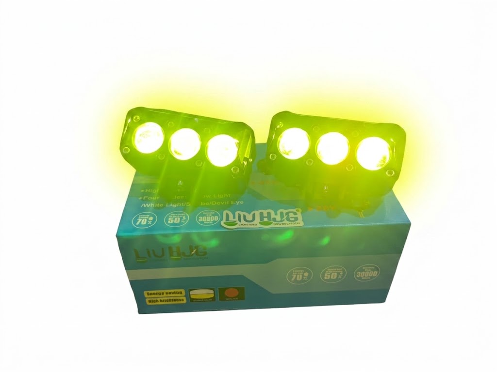 LIUHJG 45W LED Auxiliary Fog Light Set – Devil Eye (White / Yellow / Red / Flashing)