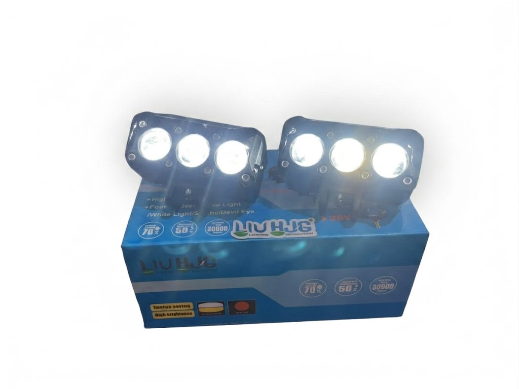 LIUHJG 45W LED Auxiliary Fog Light Set – Devil Eye (White / Yellow / Red / Flashing)