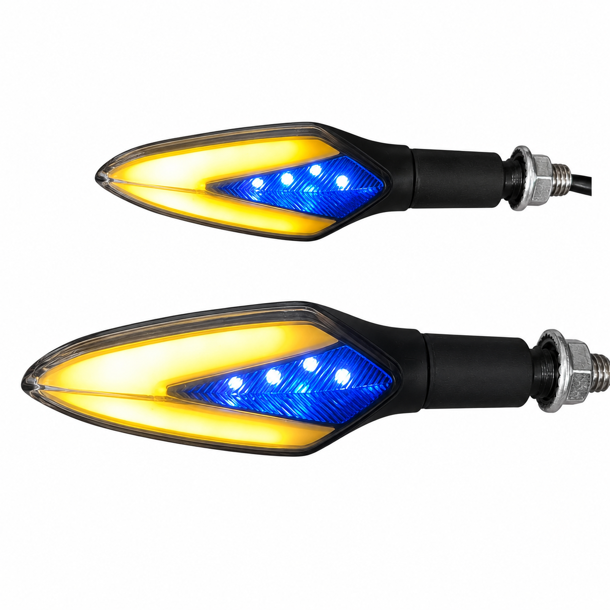 Dual-Color LED Motorcycle Turn Signals – Yellow & Blue Indicator Lights (Pair)