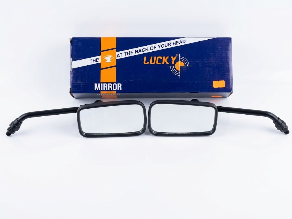 Lucky Motorcycle Mirror Set (Pair) – Rectangle Black