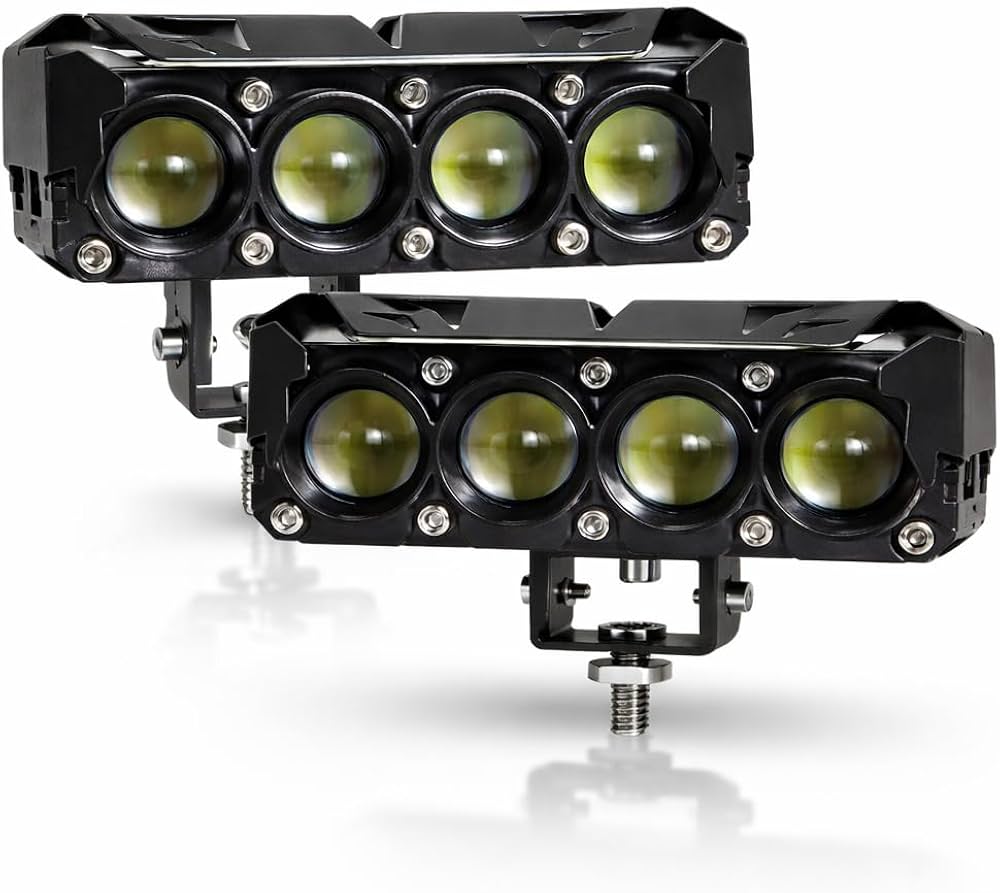 LIU HJG 4 LED Fog Light | 120W Dual Color Yellow/White | Waterproof Dustproof Driving Lamp | 12V DC | Universal Fit for Cars & Motorbikes | Pack of 2