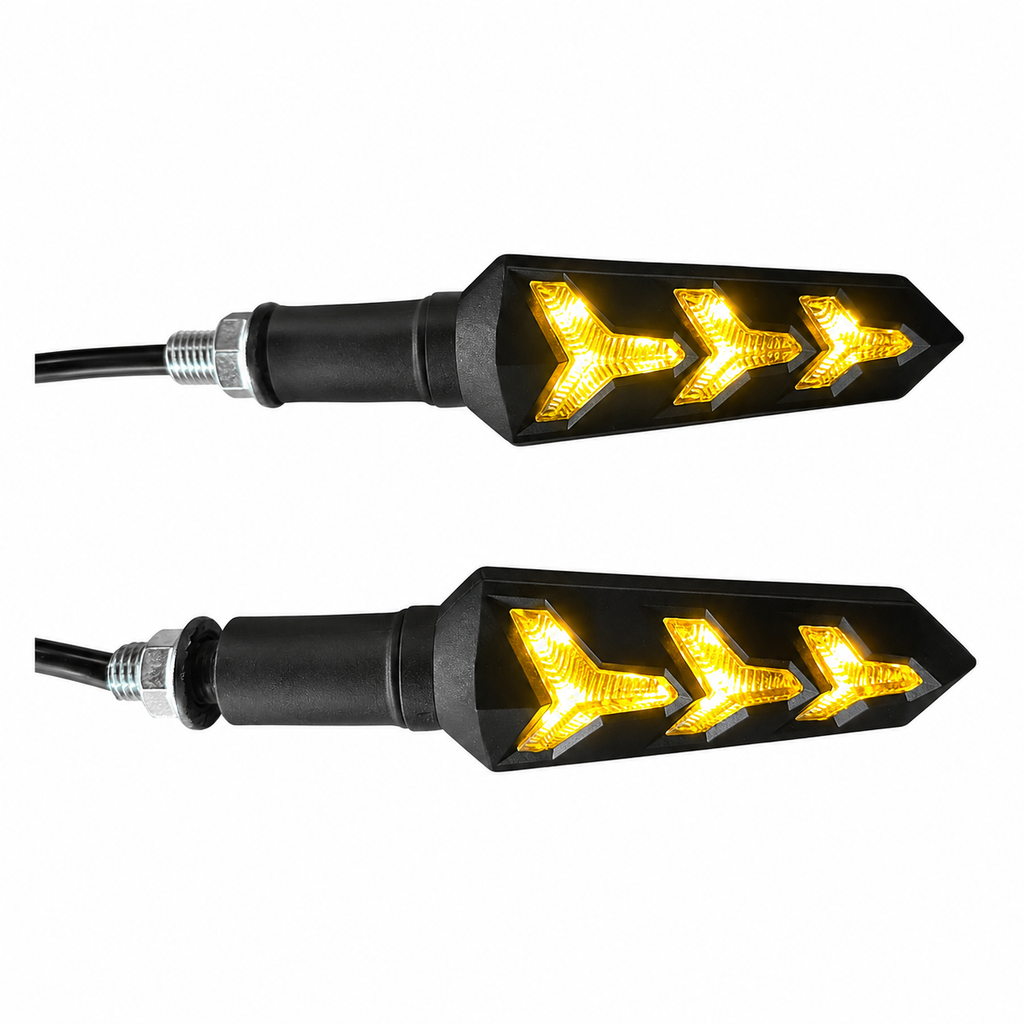 Sequential LED Arrow Turn Signals for Motorcycles (Set of 2)