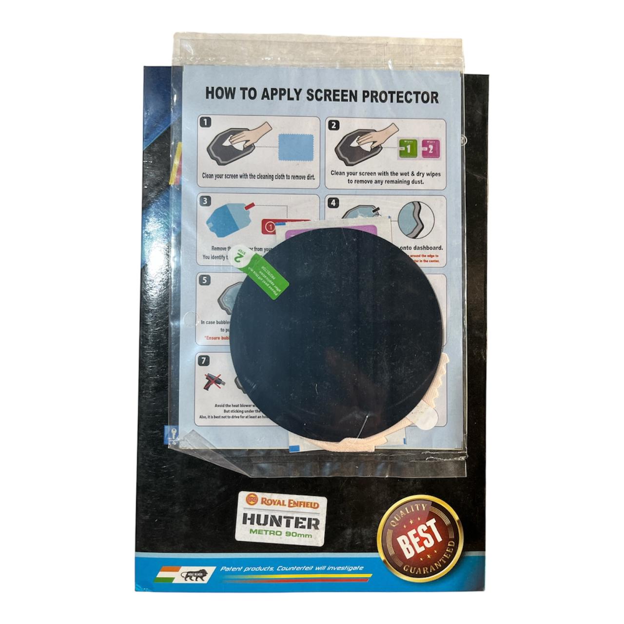 Royal Enfield Hunter Metro 90mm Meter Protector Screen Guard Kit packaging
