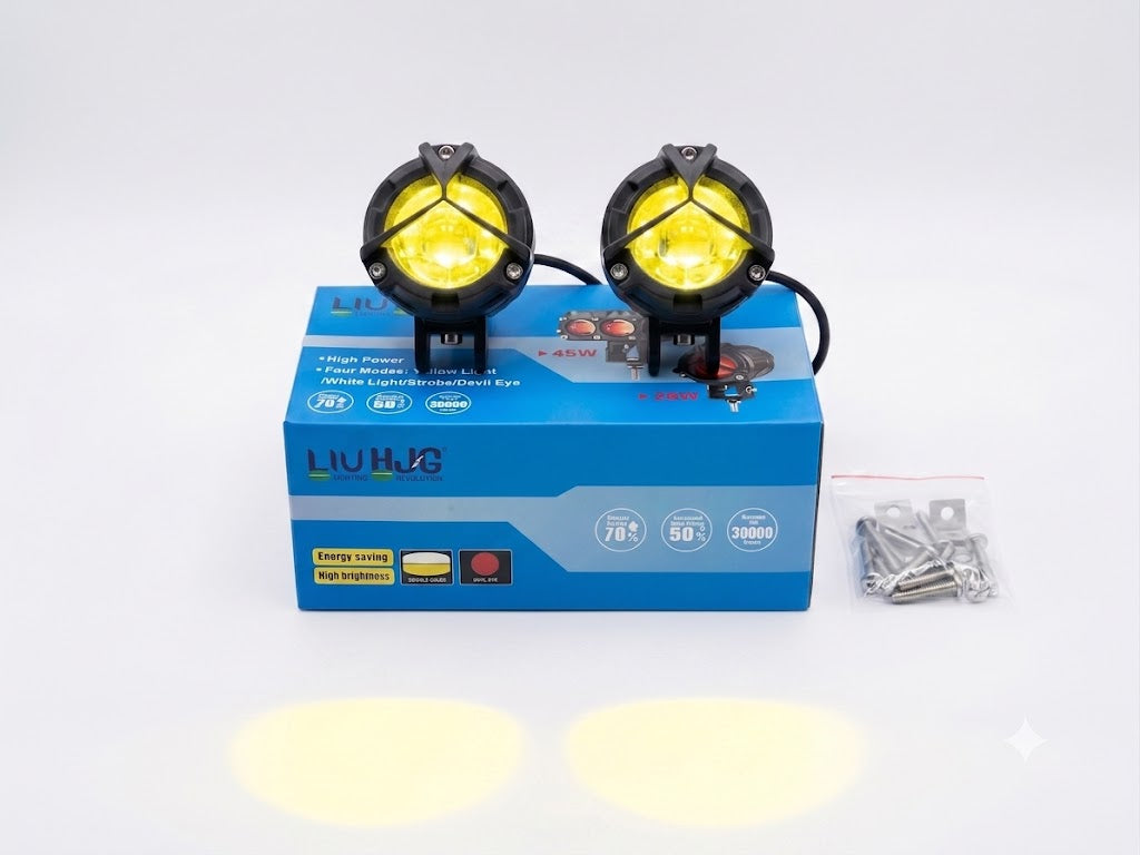 LIUHJG 80W LED Auxiliary Fog Lights for Motorcycle – White, Yellow & Devil Eye