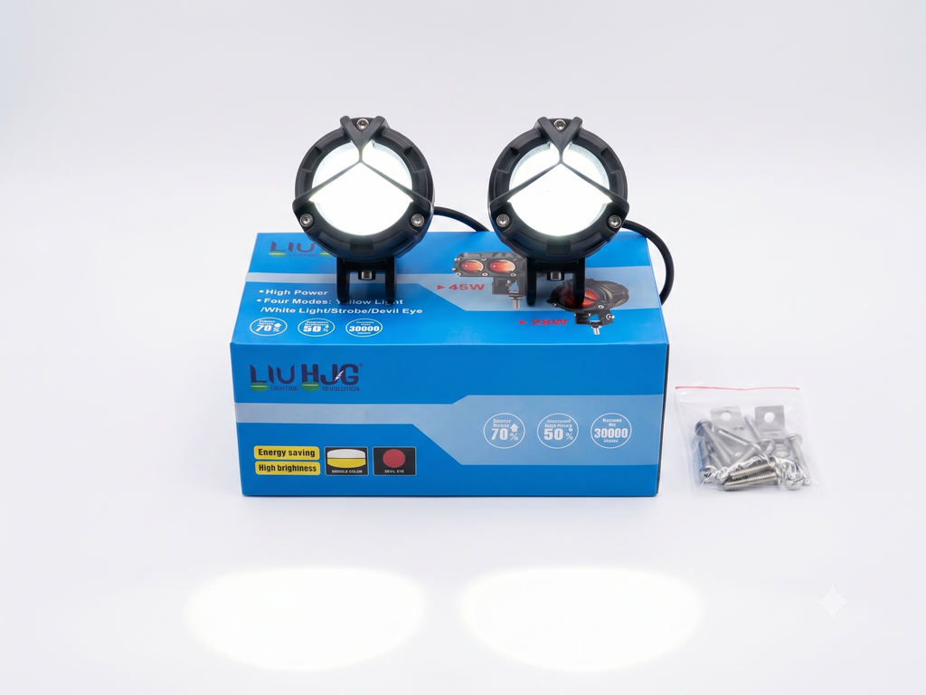 LIUHJG 80W LED Auxiliary Fog Lights for Motorcycle – White, Yellow & Devil Eye