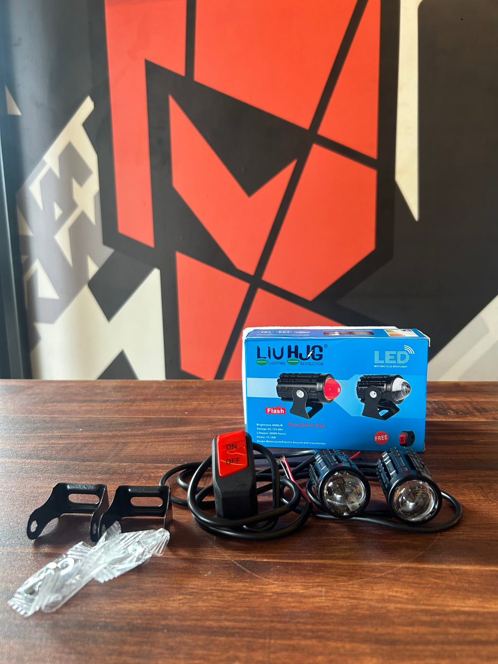 LiuHJG MiniDrive LED Motorcycle Spotlight Kit with switch and clamp