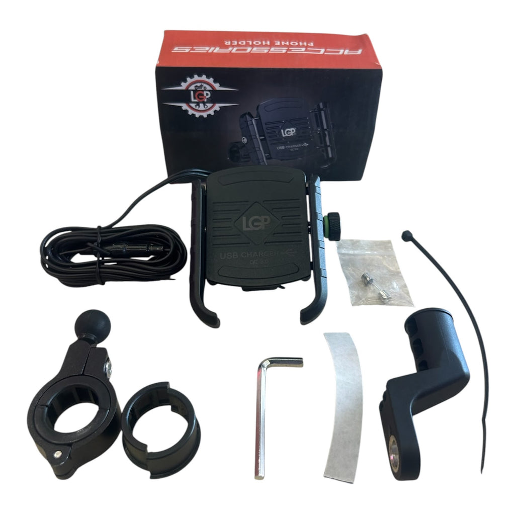 LGP Universal Motorcycle Mobile Holder with USB Charger – Model M0012