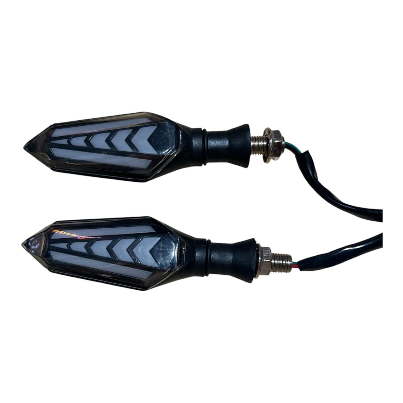 Sequential Flowing LED Turn Signals for Motorcycles – Set of 2 (Running Yellow + RED)