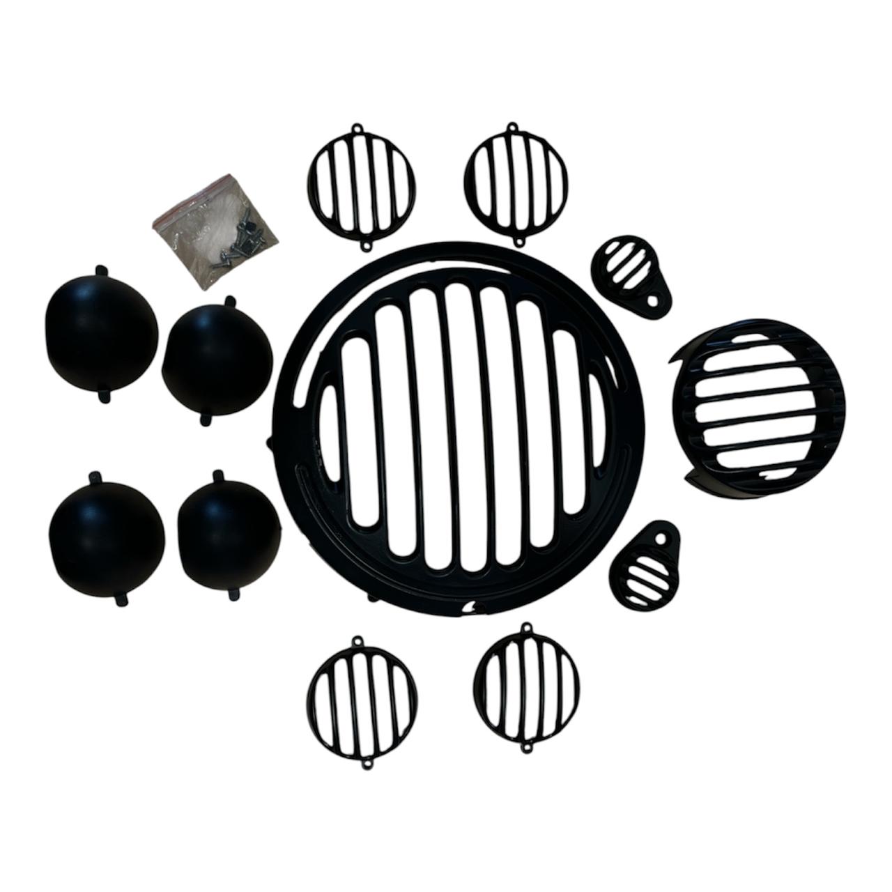 Royal Enfield Grill Set LED Black – Complete 12-Piece Kit for reborn