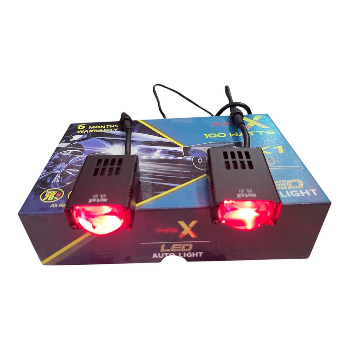 MotoX square Fog Light LED 100W – Three Color Mode (White / Yellow / Red)