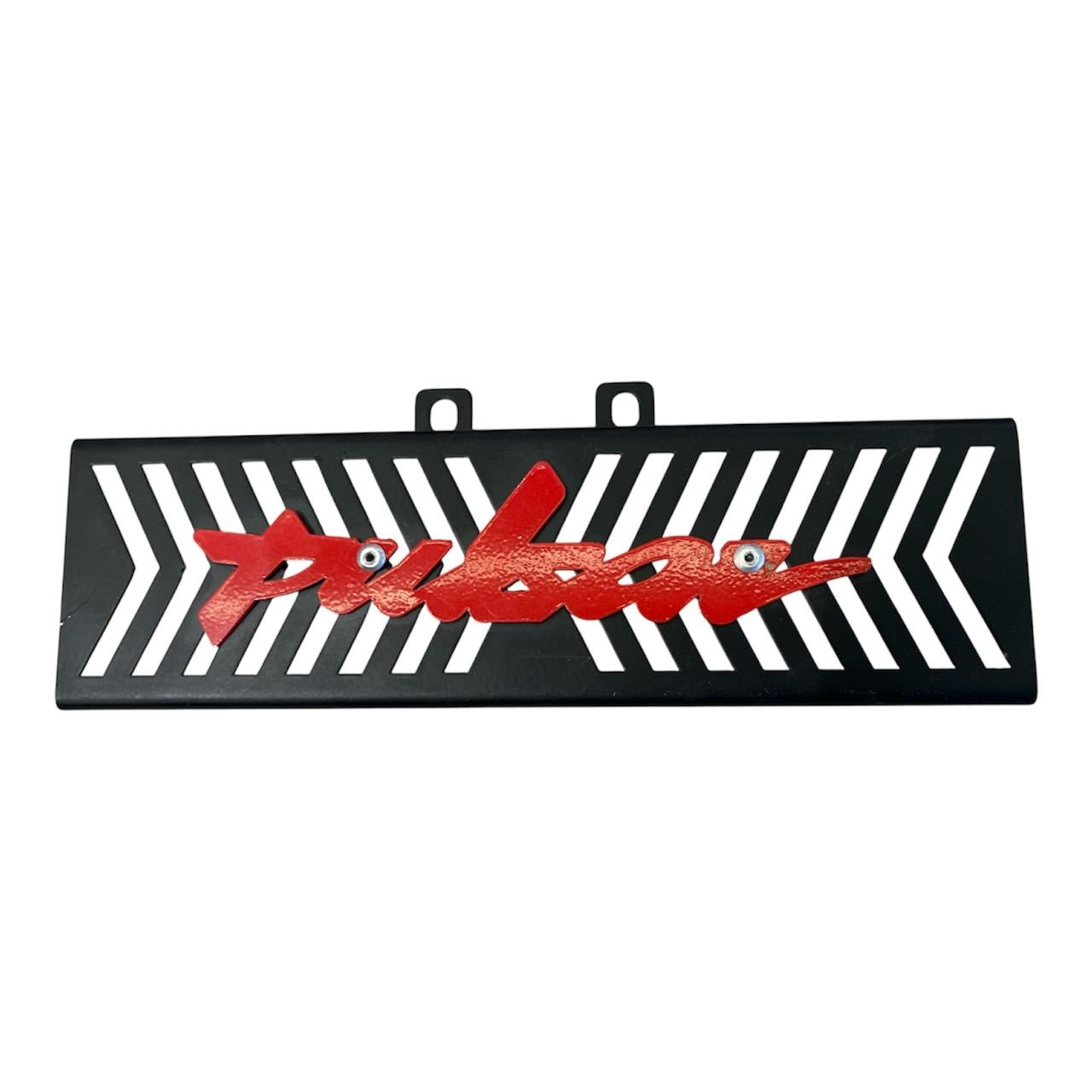 Bajaj Pulsar 220 Radiator Guard – Black Metal Grille with Red Logo