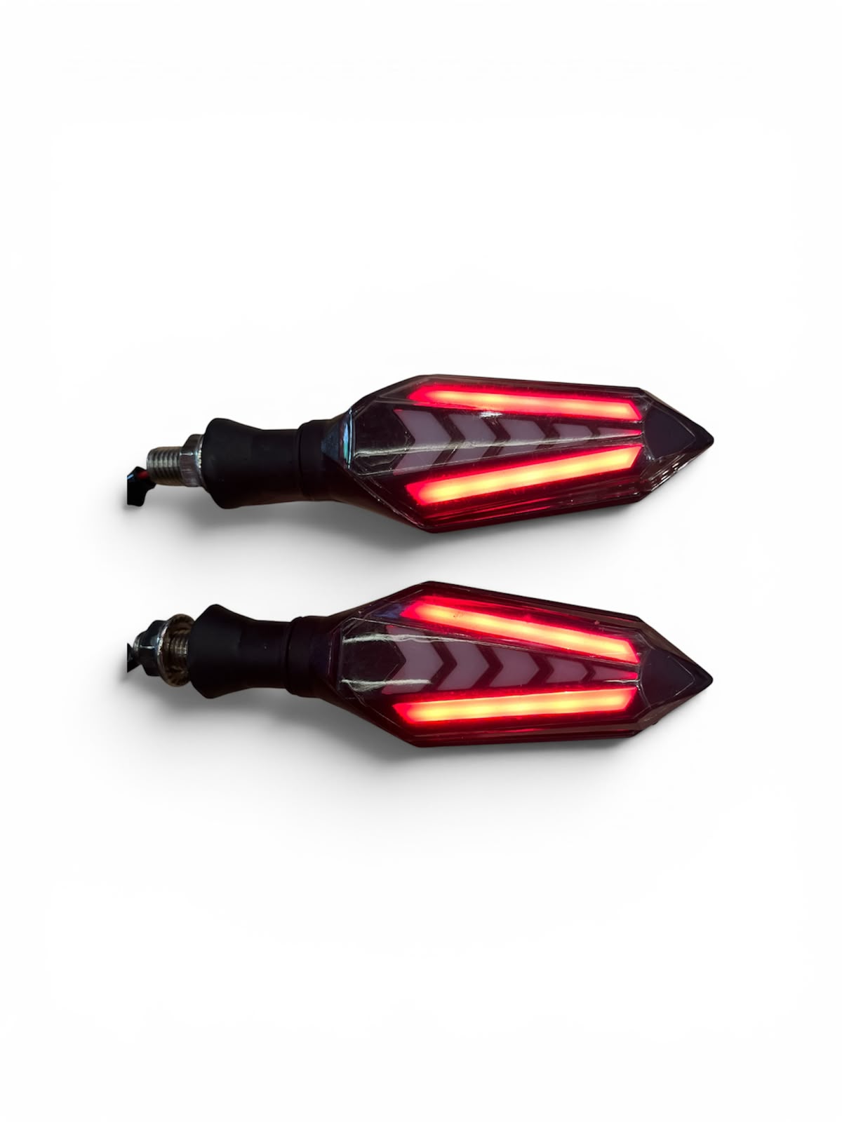 Sequential Flowing LED Turn Signals for Motorcycles – Set of 2 (Running Yellow + RED)