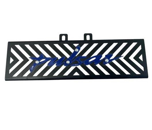 Bajaj Pulsar 220 Radiator Guard – Black Metal Grille with Red Logo