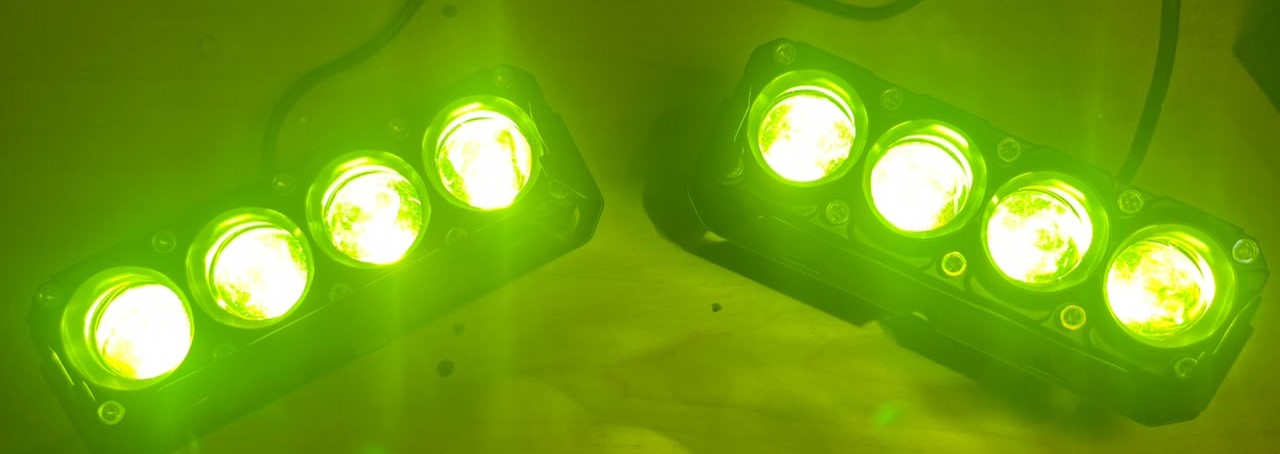 LIU HJG 4 LED Fog Light | 120W Dual Color Yellow/White | Waterproof Dustproof Driving Lamp | 12V DC | Universal Fit for Cars & Motorbikes | Pack of 2