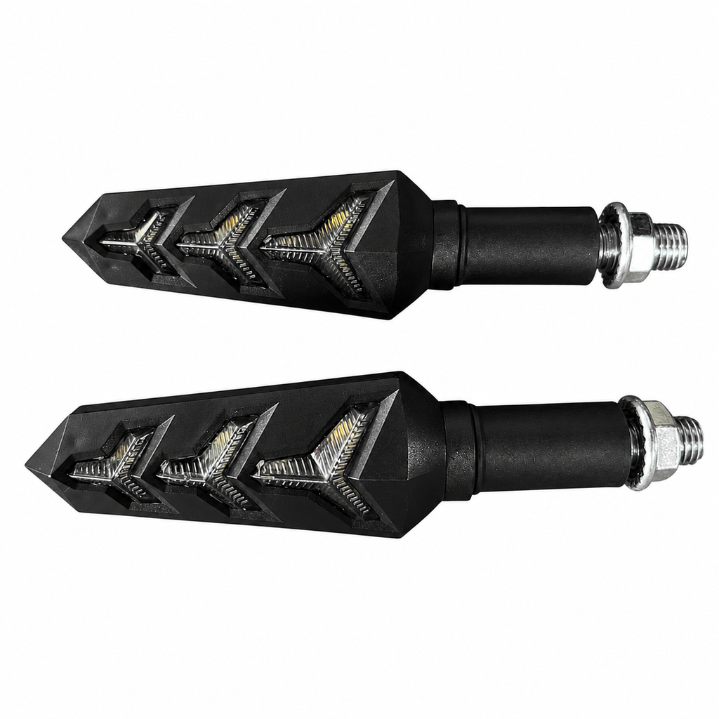 Sequential LED Arrow Turn Signals for Motorcycles (Set of 2)