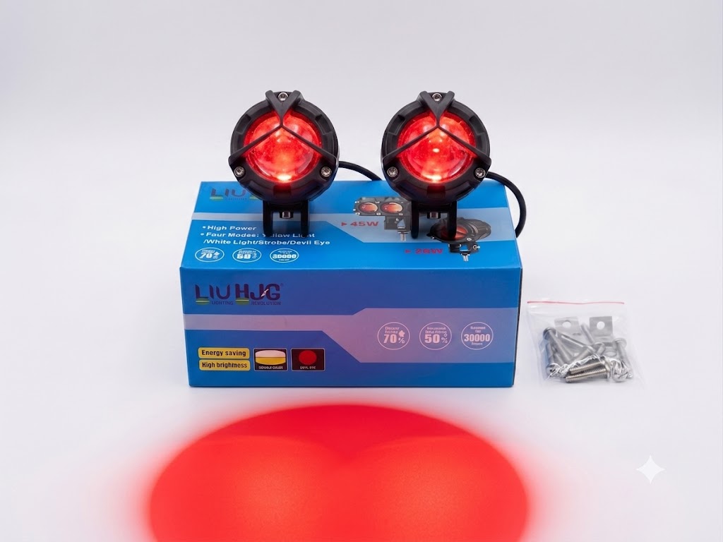 LIUHJG 80W LED Auxiliary Fog Lights for Motorcycle – White, Yellow & Devil Eye
