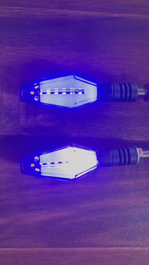 LED Motorcycle Turn Signal Indicators Yellow + Blue Running Light