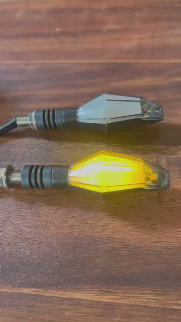 LED Motorcycle Turn Signal Indicators Yellow + Blue Running Light