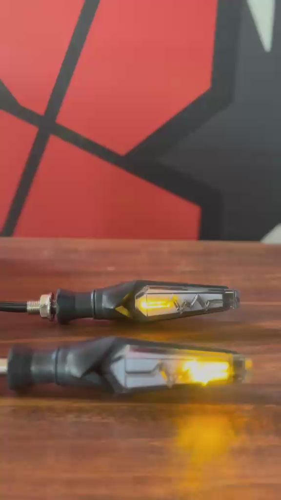 Sequential LED Turn Signals for Motorcycles – Smoked Lens (Pair)